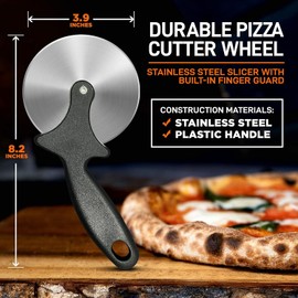 NutriChef 4-Inch Pizza Cutter Wheel - Sharp Stainless Steel Slicer with Built-in Finger Guard & Non-Slip Plastic Handle - Cuts Through Crusts, Bread, Pies, Dough, & More - Dishwasher Safe