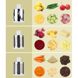 Yoozan Multifunctional Manual Vegetable Slicer, Rotary Cheese Grater with 3 Stainless Steel Blades and Cleaning Brush, Non-Slip Handle, Ideal for Vegetables, Fruits, and cheese - GREEN