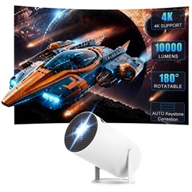 Portable Smart Mini Projector, 4K 1080p Support Small Phone Projectors for Bedroom, Home Cenima, Ceiling, Wall, WiFi6, BT5.4, 10000 Lumens Built in Apps for Flim Theatre