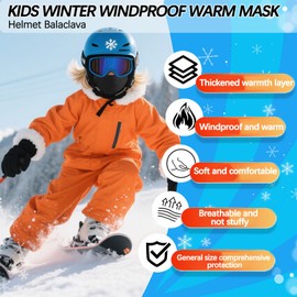 BAISEN Kids Balaclava, Ski Mask for Boy Girls, Cold Weather Neck Warmer Windproof Thermal Fleece Face Mask for Skiing Cycling (Black, One Size)