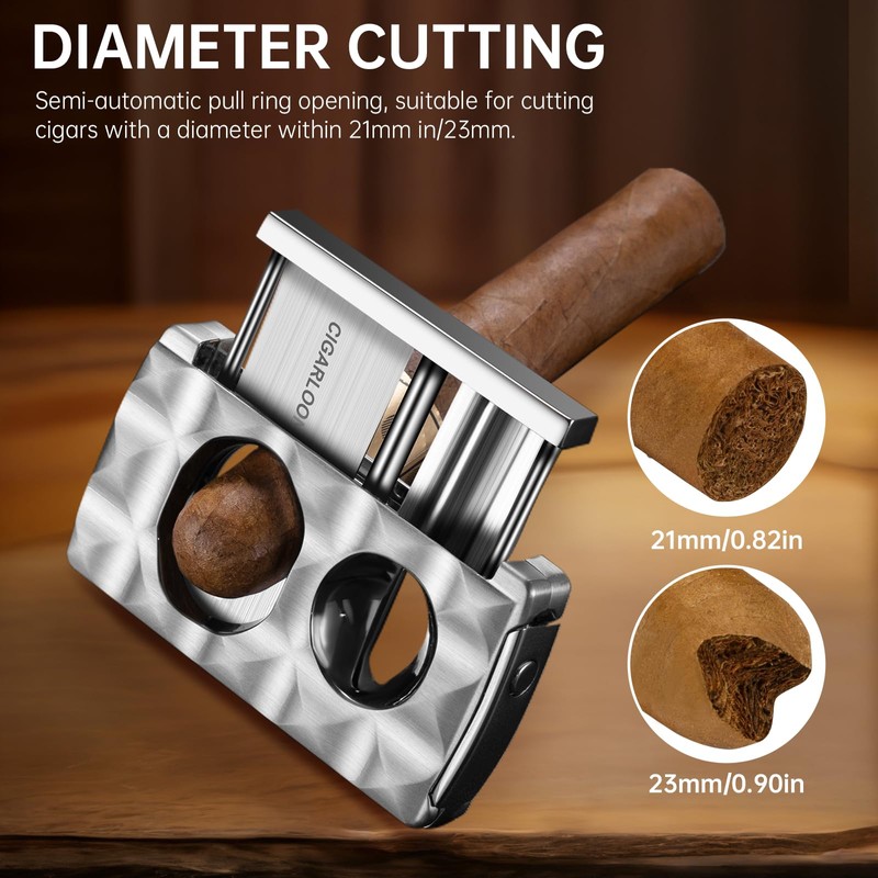 Cigar Cutter Stainless Steel Multifunctional 4-in-1,Cigar V-Cutter Double Blade Guillotine,Straight