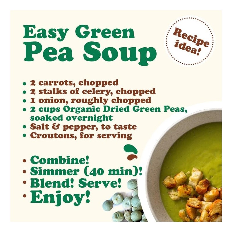 Food to Live Organic Whole Dried Green Peas, 15 Pounds