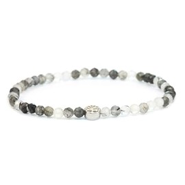 LAKADA Genuine Gemstone Bracelet with Faceted 4 mm Beads and Stainless Steel Tree of Life Healing Stone Protective Stone Bracelet Lucky Charm Talisman Gift, Gemstone, Faceted gemstone