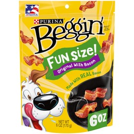 Purina Beggin' Real Meat Dog Treats, Fun Size Original With Bacon - (6) 6 oz. Pouches