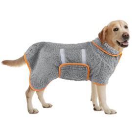 Bienbee Dog Bathrobe, Quick Drying Super Absorbent Dog Robes for After Bath, Warm Keeping Dogs Towel, Dogs Bath Supplies, Gray L