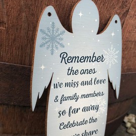 RED OCEAN Wooden Angel Memorial Plaque Hanging Memorial Sign Rememberance Plaque Keepsake
