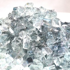 10 lbs High-Gloss Crushed Glass, 1/4" Fire Glass for Fireplaces, Suitable for Fire Pits, Fireplace Tables and Landscaping (Light Grey)