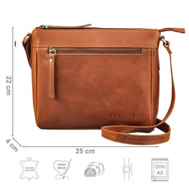 STILORD 'Mirabelle' Leather Cross Body Bags for Women Small Handbag Ladies Handbags Shoulder Bags Women Small Bag Leather Bag Leather Handbags Satchel Bag, Colour:texas - brown