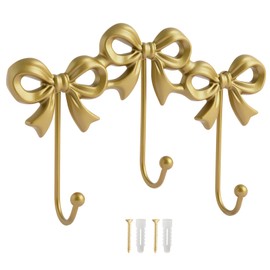 XHIPY Gold Bow Hooks Coat Rack, Girls Room Decor Coat Hook, Bow Room Wall Decorations, Nursery Decor, Girls Room Decor