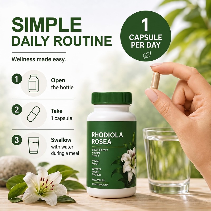 Rhodiola Rosea Organic Supplement—Adapted Herbal Formula Helps Relieve Stress, Improve
