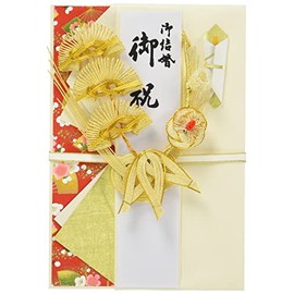 Iyo Yui Center V103-01 Ceremony Bag, Gold Seal for Wedding Celebration, Shochiku Plum Plum, Gold x Red, 8.5 x 5.7 inches (21.5 x 14.5 cm)