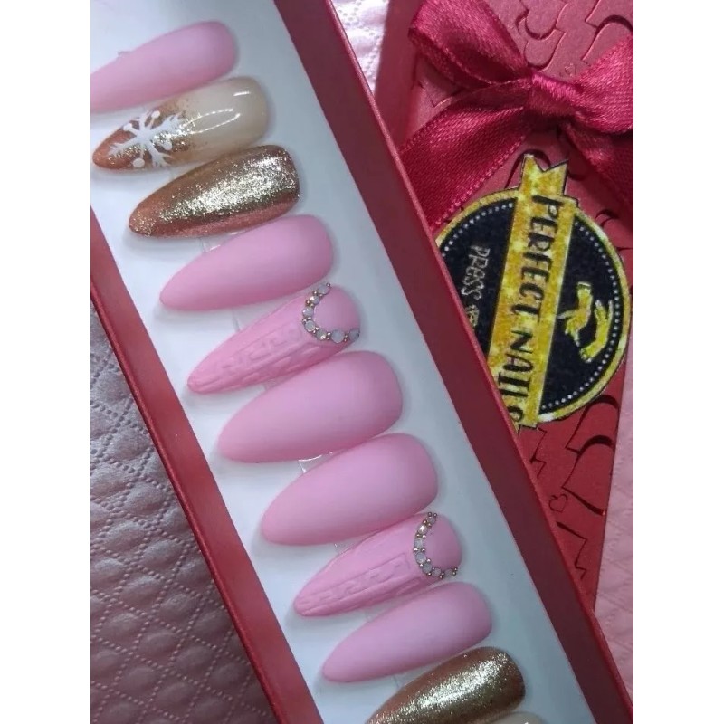 Perfect Nails Press On Uñas Postizas Navideñas Calidad Salon
