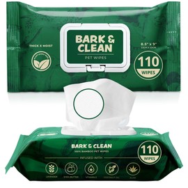 Dog Wipes for Cleaning and Deodorizing - 2 Pack of 110 8.5" x 9" Bamboo Pet Wipes - Compostable, Hypoallergenic Puppy Wipes - Dog Wipes for Paws, Butt, and Body