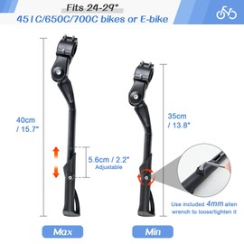 ROADNADO Bicycle Stand Mountain Bike Height Adjustable Universal Cube Bicycle Side Stand 24-29 Inch Bike Stand Non-Slip Rear Stand Bicycle for MTB, E-Bike