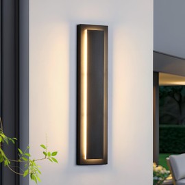 tewei 23.6 Inch Modern Outdoor Wall Sconce, Long Black LED Exterior Lighting Fixtures, Modern Large Outdoor Front Porch Lights Outdoor Wall Mount Lights for House, Warm White 3000K, 1 Pack
