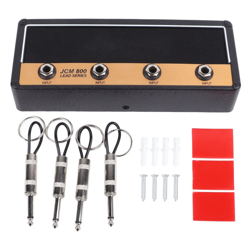 Guitar Key Holder Includes 4 Guitar Plug Keychains and 1