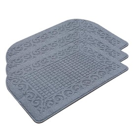 COSY HOMEER 32X20 Inch Anti Fatigue Kitchen Rug Mats are Made of 100% Polypropylene Half Round Rug Cushion Specialized in Anti Slippery and Machine Washable (Grey 3pcs)