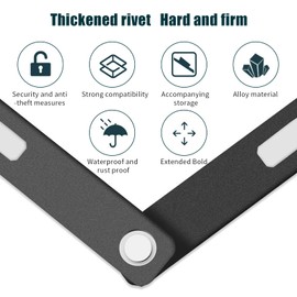 Folding Lock with Bracket Bicycle Lock, Folding Lock Bicycle, 6 Joints 80 cm Bicycle Locks, Extra Light Bicycle Lock Made of Special Steel, Wheel Lock, Bike Lock for Mountain Bike/Road Bike (Black)