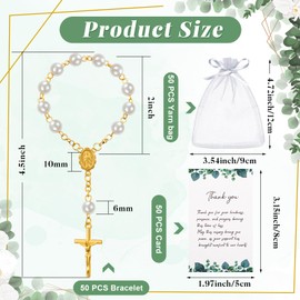 Quelay 50 Sets Funeral Favors for Guests, Mini Rosary Organza Bags Sympathy Thank You Cards Celebration of Life Favors for Memorial Party Supplies Funeral Guest Return Gifts