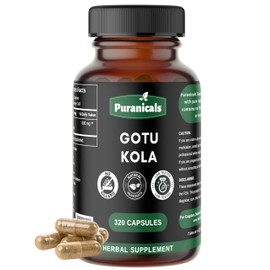 Puranicals Gotu Kola Premium 320 Capsules Non GMO and Gluten Free | Herbal Supplement | 600 mg Per Serving | Made with 100% Pure Gotu Kola Powder