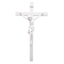 Vittoria Collection 16" Wall Crucifix Cross Jesus White Stone Corpus Italian Statue Sculpture Made in Italy