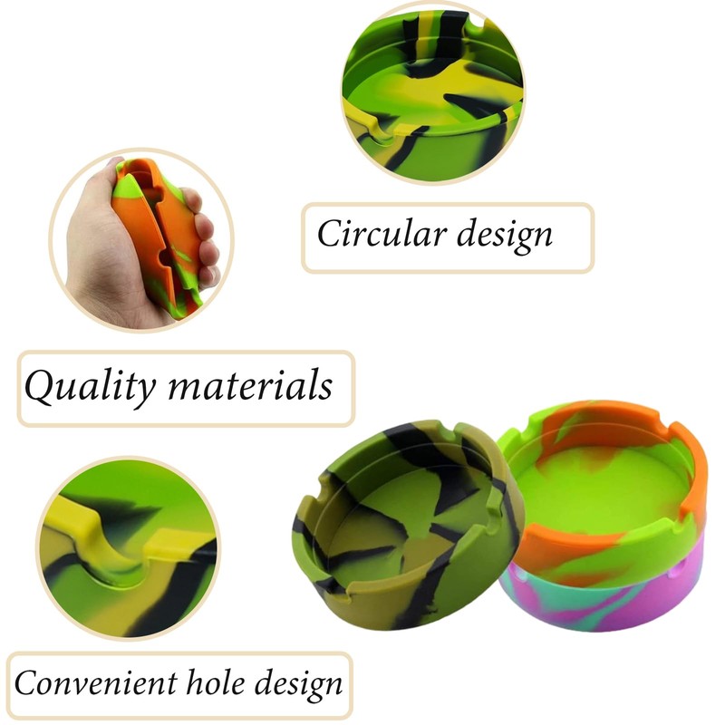 4 Pcs Portable Ashtray Set, Ash Trays Outdoors Washable Round