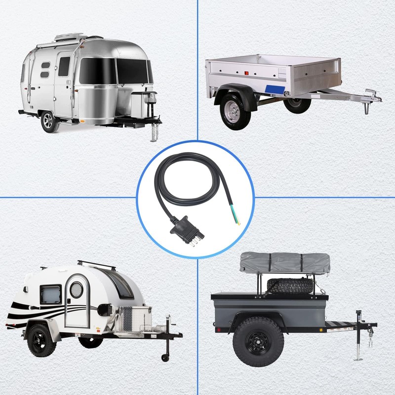 MECMO 4 Way Trailer End Connector Wire 20 Feet Jacketed
