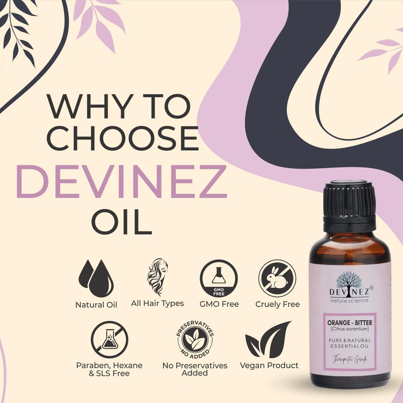 Devinez Orange - Bitter Essential Oil, 100% Pure, Natural &