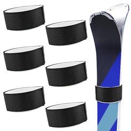 NHQ Pack of 6 Ski Fastening Straps, Ski Carrying Straps, Velcro Ski Bands, Adjustable Ski Strap, Ski Holder for Carry, Snowboard Accessories for Skis and Ski Poles, black