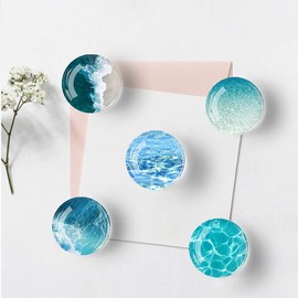 Fridge Magnets for Adults 12 Pcs Decorative Glass Refrigerator Magnets Cute Colorful Strong Magnets for Fridge Whiteboard Dishwasher Lockers (Ocean)