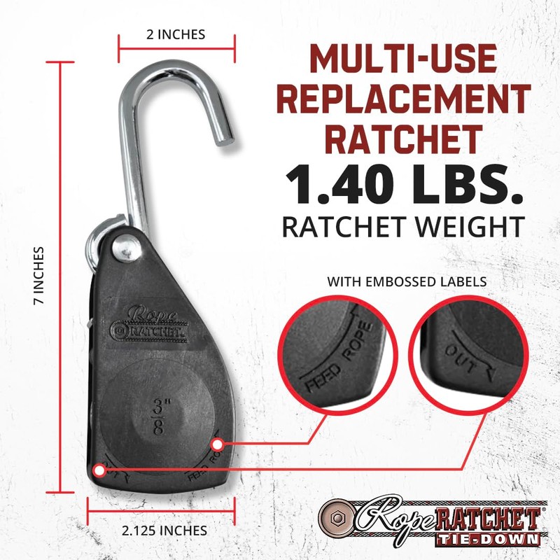 Rope Ratchet 3/8" Tie Down Pulley Hanger, Heavy Duty Locking