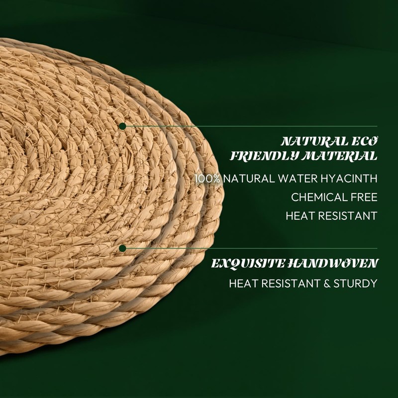 13 in Round Woven Placemats Plate Chargers Set of 12,