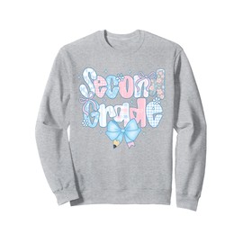 Preppy Second Grade Coquette Bow Back To School Teacher Girl Sweatshirt