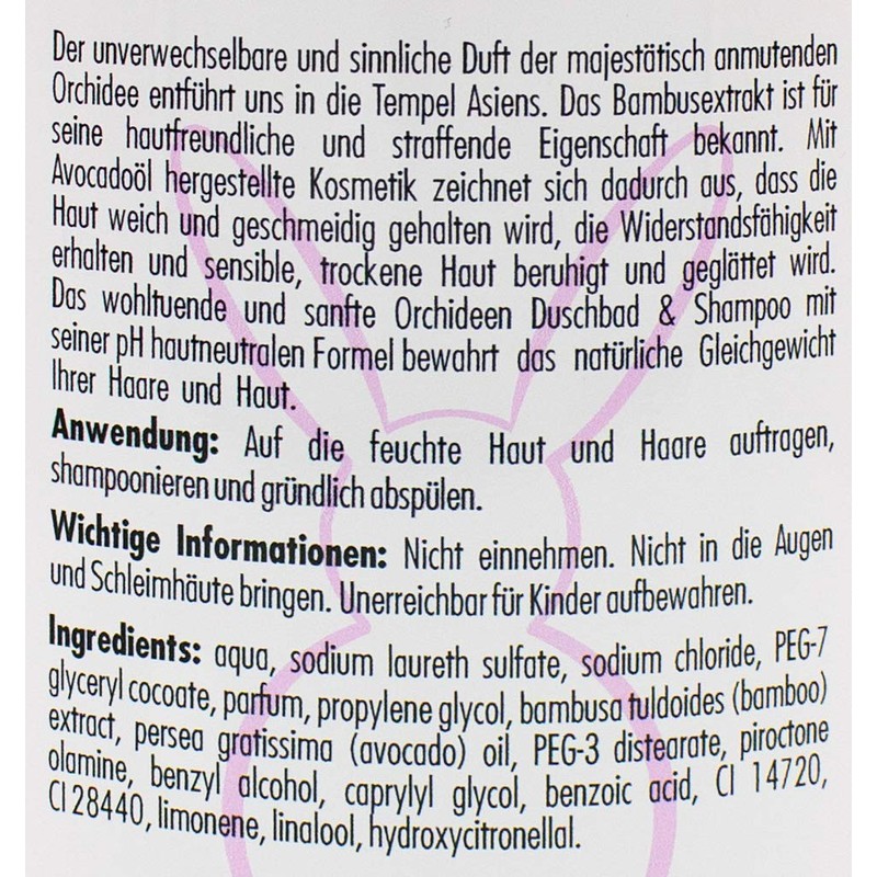 Haslinger Bamboo Orchid Shower Gel and Shampoo with Avocado Oil