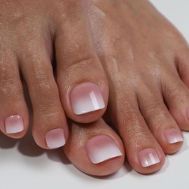 240pcs Fake Toe Nails Set, Stick on Toenails Short Square False Nails, False Toenails with Glue and Any Other Thing You Need for Fake Nails Manicure