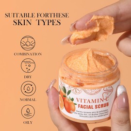 Vitamin C Face Scrub Deep Cleansing Exfoliation Wash Facial Anti-Aging Antioxidant Suitable for All Skin Types / 비타민 C 페이스 스크럽 딥 클렌징 각질 제거 워시 얼굴 노화 방지 항산화 모든 피부 타입에 적합합니다