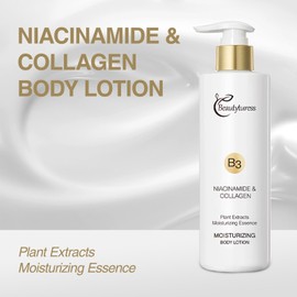 Nicotinamide & Collagen Body Lotion for Dry Skin - Firming & Hydrating Moisturizer for Women Men, Lightweight Daily Skin Care Cream for Even Skin Tone - Suitable for All Skin Types - 8.45 fl oz