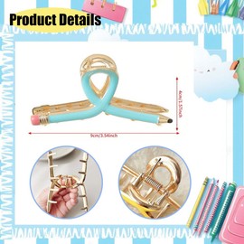 Back to School Hair Clips for Women Blue Pencil Hair Claw Clip Cute Funny Barrettes Metal Pencil Hairpins Teachers Appreciation Gifts Supplies Strong Hold Claws for Thick Teacher Hair Accessories 1Pcs