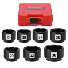 Mayouko 7 Pieces 3/8" Drive Low Profile Oil Filter Cap Wrench Socket Set, Oil Filter Cap Remove and Install Tool Kit, 24mm, 25mm, 27mm, 28mm, 29mm, 32mm, 36mm, CR-V