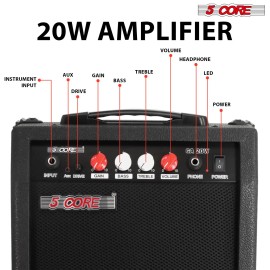 20W Electric Portable Mini Guitar Amplifier with Built-in 6.5\" Speaker and Aux Headphone Jack Musical Instrument AccessorySize: Size 20W Black