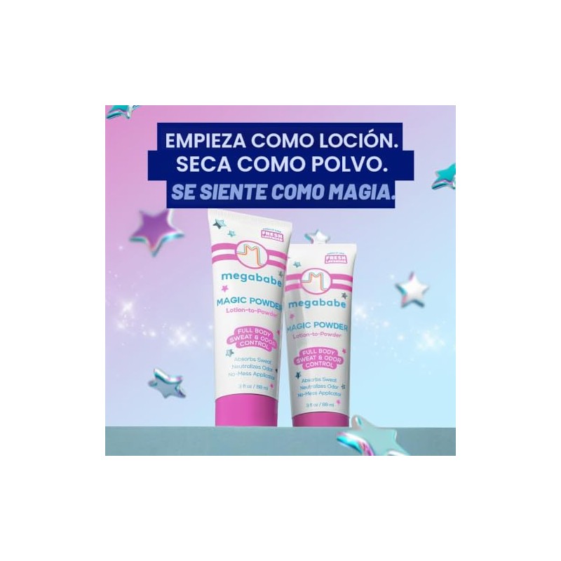 Megababe Magic Powder, absorbente de sudor y olor, sin talco,