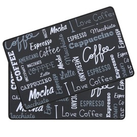 SHACOS Coffee Mat 2-Pack 12x19 Inch Absorbent Non Slip Coffee Maker Mats for Countertop Coffee Bar Accessories Dish Drying Mat Waterproof Heat Resistant, Chalkboard Black