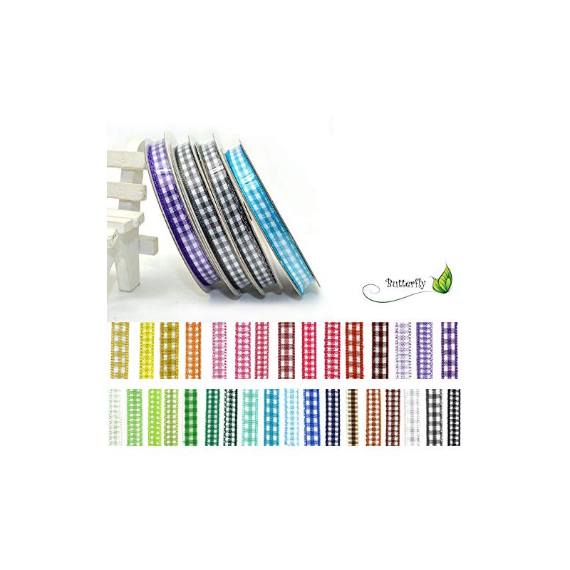 Creativery Checked Ribbon 6 mm x 20 m Purple