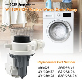 W11399437 W11259498 B25-3A04 Washer Drain Pump (OEM) Compatible with Whirlpool Maytag Kenmore Crosley Washer Drain Pump Replace 4961028 AP6974144 PS12731241 EAP12731241 etc - 1 Year warranty
