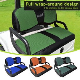 WEIMELL Golf Cart Seat Covers Fit Yamaha G29 Front Seat Covers for Regular Cushion Breathable Thicken Mesh with Vinyl Leather No Nails Required Easy to Install Black & Green