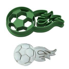 Mighty Gadget Soccer Ball Cookie Cutter with Fiery Fire Tail Design 2x4"