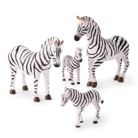 Terra by Battat – 4 Pieces Zebra Family – Realistic Plastic Safari Animals for Kids – Zoo Animal Toys – Educational Figures – Inspires Creative Play – Great Gift for Toddlers & Kids – 3+ Years