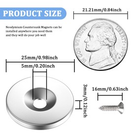14 Pcs Strong Neodymium Magnets Heavy Duty,30LBS Rare Earth Countersunk Magnets with Holes and mounting Screws,0.98x0.12 inch Round Cup Magnets for Locker, Tool Storage, DIY, Crafts
