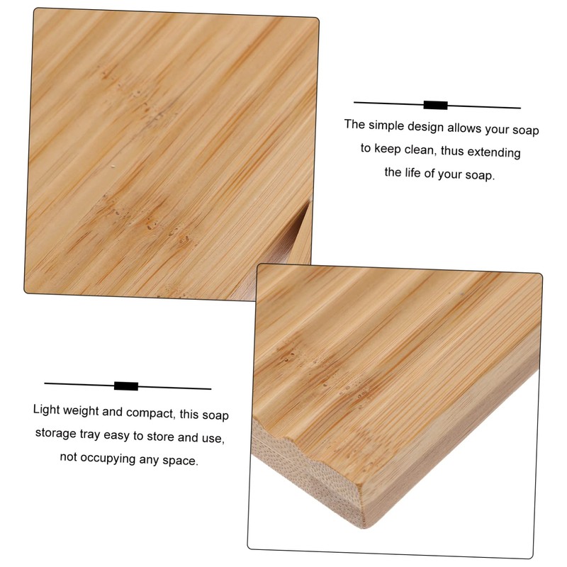 iplusmile Bamboo Soap Dish Set 2pcs Wave-Shaped Soap Holder Drainage