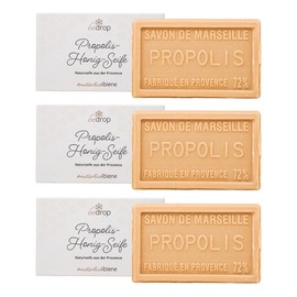 bedrop Propolis soap, natural soap, acne soap, blemished skin, psoriasis, eczema, firm hand soap, body soap with honey, shea butter, coconut oil, olive oil, 3 x 100 g